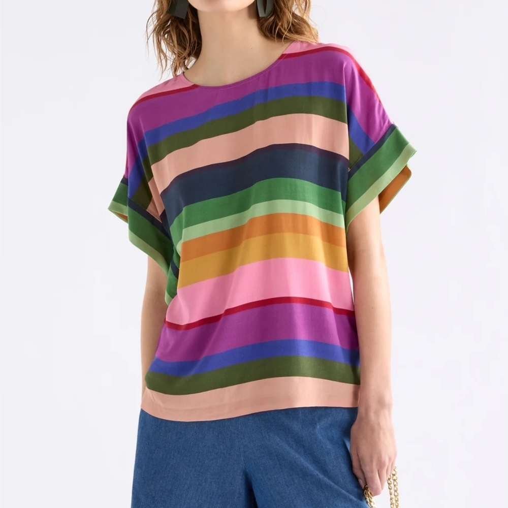 Elk Colorful Striped Women's Top Size 4